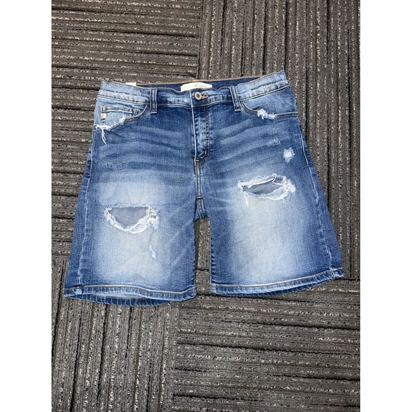 KanCan Pants - Kancan Distressed Medium Wash Denim Shorts KC8109 Blue Ripped Frayed Size 26
